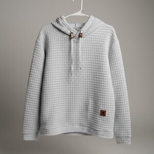 Vogue Men’s White pullover hoodie waffle style size Large Textured Hoodie